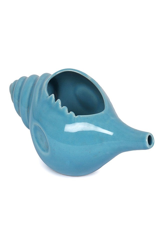 Qimacplus Ceramic Shell Neti Pot with 10 Sachet Neti Salt - Soothing Conch Shell Decorative Design - Larger Size About 10 oz Capacity - Lead-Free and Nonmetallic -Microwave and Dishwasher Safe (Blue) - Image 5